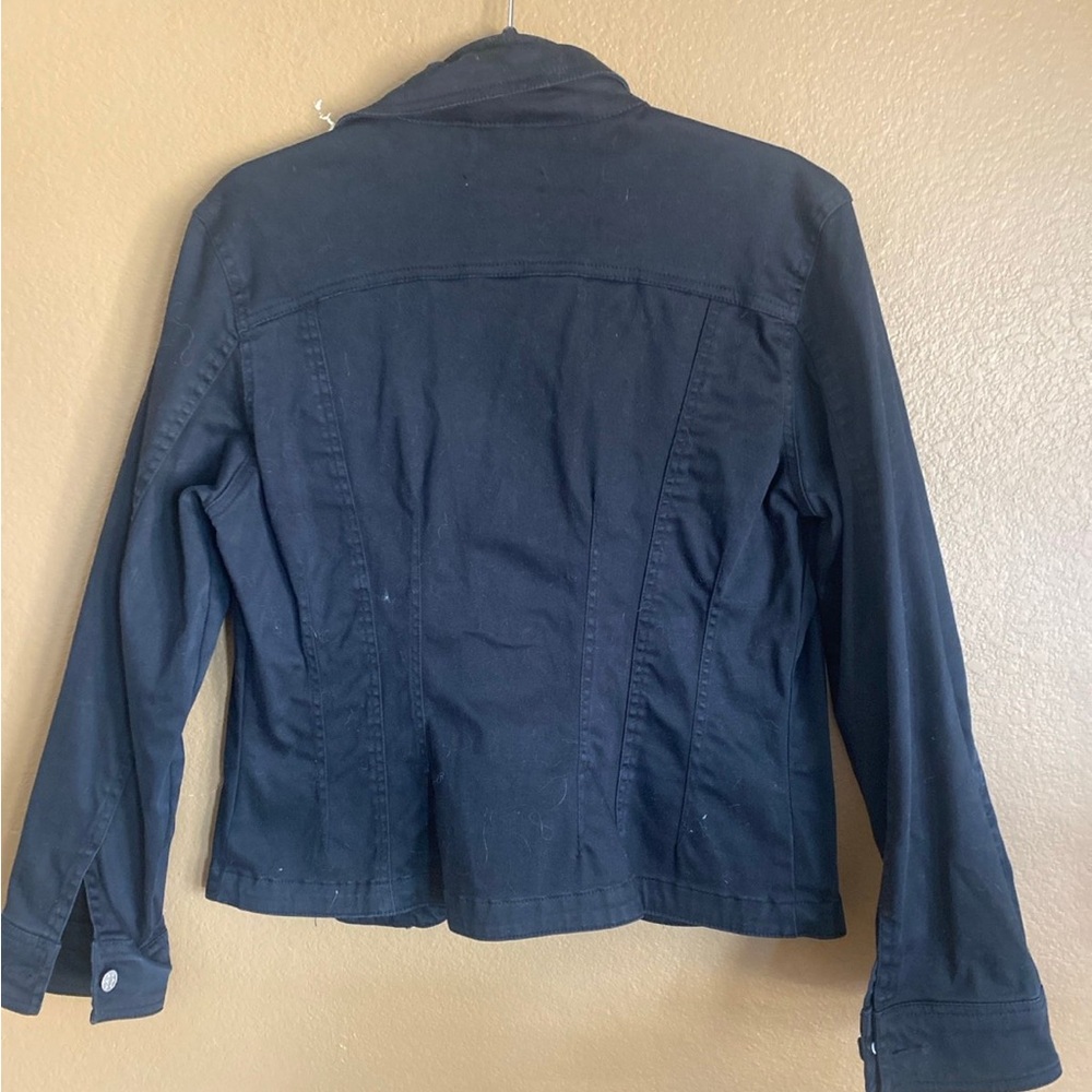 Live a Little Black Denim Jacket with Button Front country cowgirl western - Picture 7 of 11